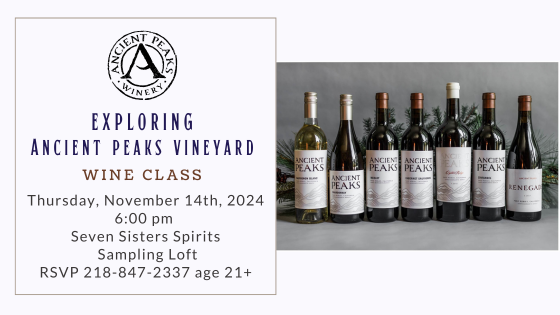 Ancient Peaks Vineyard Wine Class • Thursday, November 14th, 2024